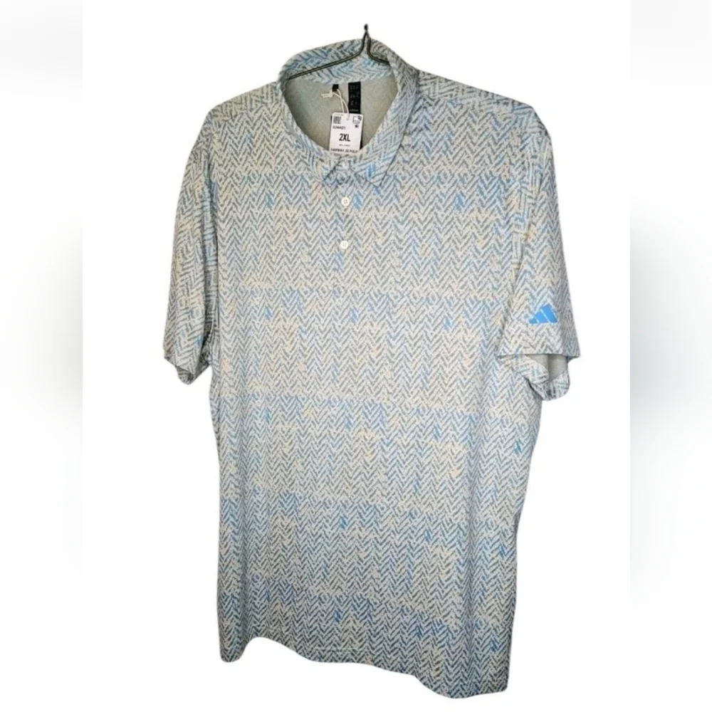 Adidas Fairway Jacquard Golf Polo Shirt Men 2X Blue Burst Pickleball Tennis Nwt